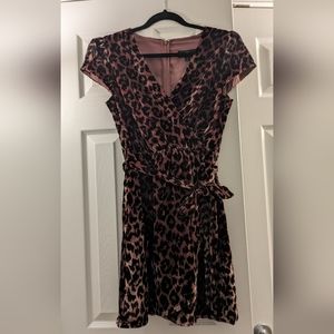NWT J. Crew Velvet Pink Leopard Faux Wrap Dress Size 8P